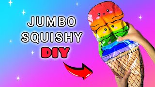 Jumbo Squishy Diy Rainbow Ice Cream 🍦🌈 / Easy Paper Craft Idea ASMR!