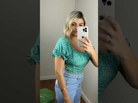 Cropped Ciganinha Florido Verde