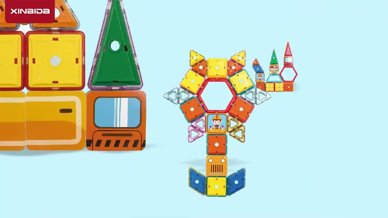 Конструктор магнитный Строительная техника с вертолетом 98дет  - видео Конструктор магнитный Строительная техника с вертолетом 98дет  - видео