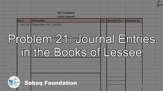 Problem 21: Journal Entries in the Books of Lessee