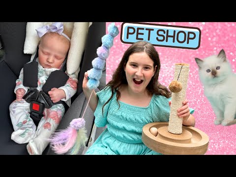 SHOPPING WITH REBORN BABY HOLLY - GETTING READY FOR MY NEW KITTEN