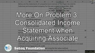 More On Problem 3: Consolidated Income Statement when Acquiring Associate
