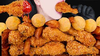 ASMR FRIED CHICKEN CHEESY FIRE NOODLES SPICY FIRE SAUCE MUKBANG 콰삭킹 치킨 뿌링클 먹방 チキン 咀嚼音 EATING SOUNDS