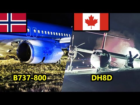 KLM B737 Hydraulic Failure in Norway | PAL DH8D landing Gear Fail in Canada. Why so many accidents?