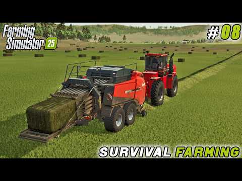 Barley Harvest & Grass Baling Marathon | Survival Challenge | Farming Simulator 25 | Timelapse #08