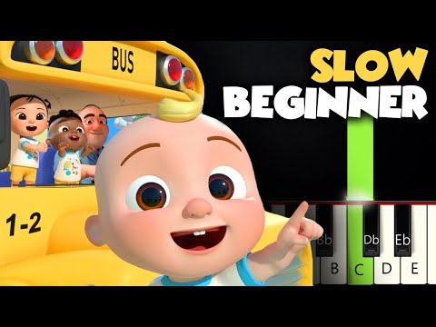 Wheels On The Bus - Cocomelon | SLOW BEGINNER PIANO TUTORIAL + SHEET MUSIC by Betacustic