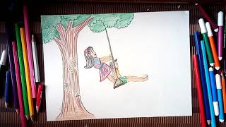 How To Draw Memory Drawing A Brother And Sister Swinging On