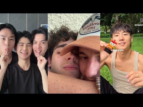 BL Cute Gay couples and throuples cuddling // Yaoi Asian and Western couples in real life #2025