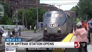 YouTube video thumbnail: Brattleboro Celebrates new Downtown Amtrak Station With Ribbon Cutting