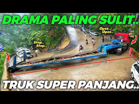 DRAMA PALING SULIT !!! Truk Super Panjang Gagal Total Melintas Hingga Di Tarik Truk Hino Di Tanjakan