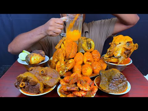 ASMR: Eating Whole Chicken Curry , Boiled Egg, Mutton Curry, Beef Lange with Rice || Eating Show