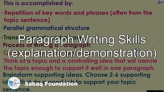 Paragaraph Writing Skills (explanation/demonstration)