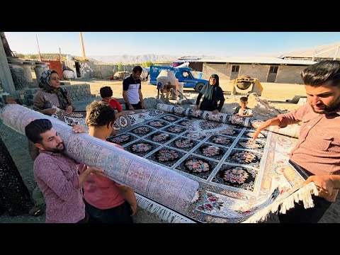 Persian rug for the village house 🏡🧺Farm construction still going strong! 🛠️🌾"