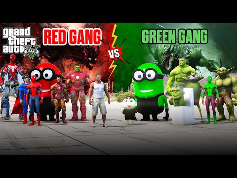 Franklin RED Gang VS Shinchan Green Gang Fight In GTA 5!