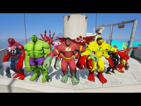 GTA 5 SPIDERMAN Water Slides RAGDOLLS - Spiderman, Hulk, Iron man,  (Euphoria Ragdolls) Ep. 24