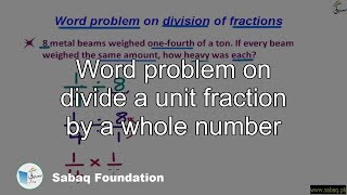 Word problem on divide a unit fraction by a whole number