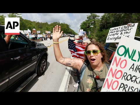 YouTube video thumbnail: Protesters Oppose Florida Immigration Detention Site Dubbed 'Alligator Alcatraz'