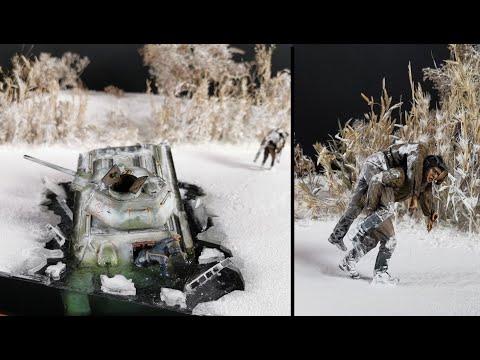 Eiseinbruch T-34 Panzer Winter Diorama scale 1:35 / Ice break-in T-34 Tank Diorama scale 1:35