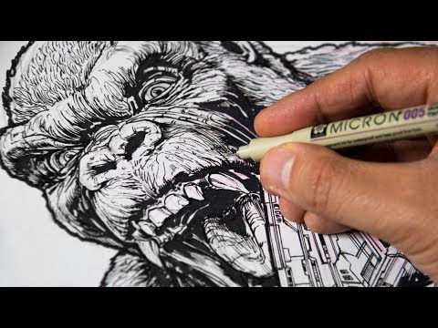 Drawing king kong vs godzilla vs pacific rim - the most detailed drawing ever
