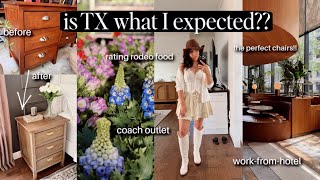 VLOG // TX thoughts so far..rodeo, coach outlet, easy way to stain furniture, no sanding!