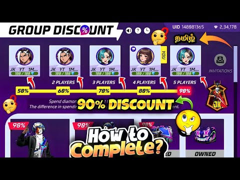 NEW GROUP DISCOUNT 90% OFFER 🔥 || HOW TO COMPLETE GROUP DISCOUNT EVENT FREE FIRE || FF NEW EVENT