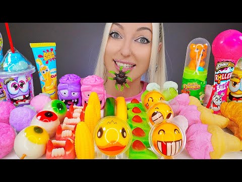 ASMR EATING LOLLIPOP, CANDY, RAINBOW DESSERT, JELLY EYES, MARSHMALLOW, MUKBANG , 롤리팝, 다양한 캔디 먹방