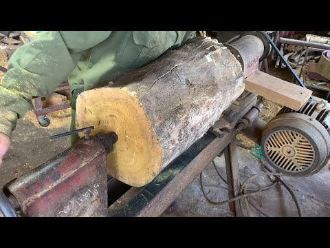 Woodturning: The Artisan Turned A Piece Of Jackfruit Wood Into A Work Of Art On The Lathe.