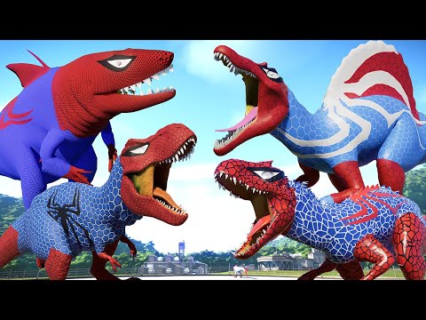 ALL SPIDERMAN DINOSAUR COMPLICATION - T-Rex, Spinosaurus, Giganotosaurus, Indominus Rex, Indoraptor