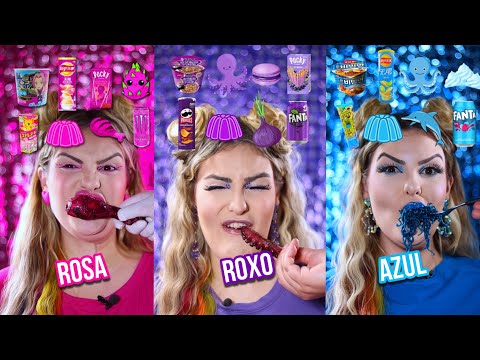 MUKBANG COMIDAS COLORIDAS 🔥 [Rosa  •  Roxo • Azul]