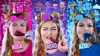 MUKBANG COMIDAS COLORIDAS 🔥 [Rosa  •  Roxo • Azul]