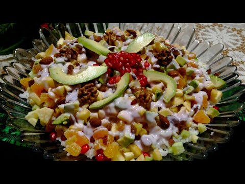 سلطة أو شلاضة روز بالفواكه مزيج لذيذ وصحي مع صوص خفيف"Salade de riz aux fruits  Un mélange frais