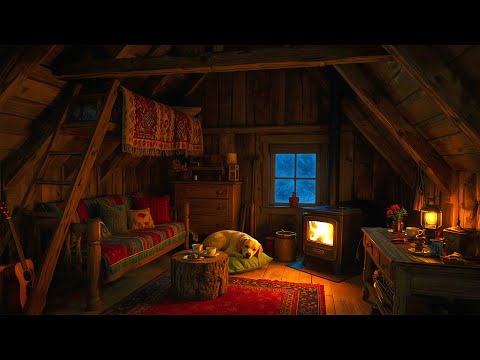 Deep Sleep in a Lost Winter Hut - Blizzard, Fireplace and Howling Wind Sounds