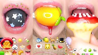 ASMR Satisfying Eating Emoji Food Challenge Slightly Sped Up!