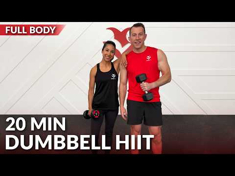 20 Min Dumbbell HIIT Workout for Fat Loss - Tabata Full Body Home Workout with Weights