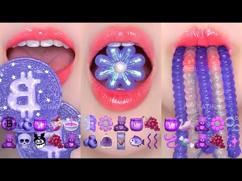 ASMR PURPLE EMOJI FOOD CHALLENGE 💜 보라색 이모지 먹방 모음집 EATING SOUNDS MUKBANG