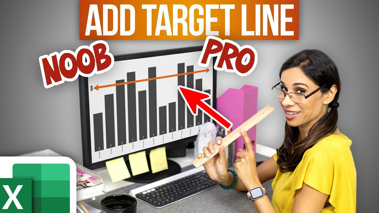 Create Target Line for Excel Charts (Noob vs Pro Excel Trick)