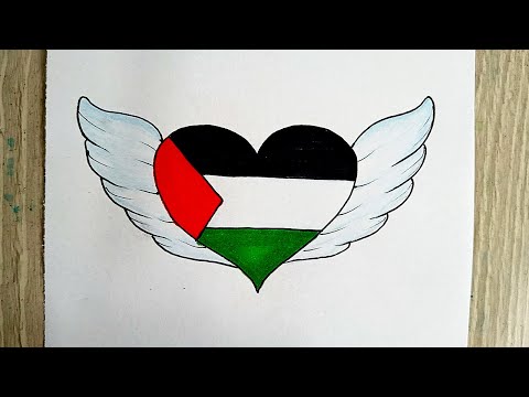 رسم علم فلسطين | رسم عن فلسطين سهل جدا | رسم سهل | رسم معبر عن فلسطين | تعليم الرسم