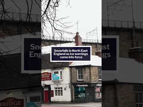 Snow falls in North East England as ice warnings come into force