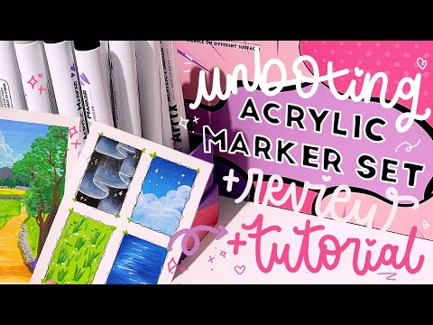 •. Unboxing Acrylic Markers Set Arrtx! Review +. Tutorial coloring untuk pemula .•