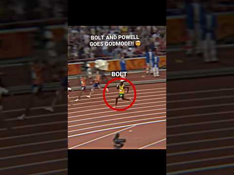 BOLT AND POWELL GOES GODMODE😱🚀#usainbolt #asafapowell #100k #100 #relay #sprinter #sprinting #10k