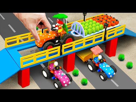 Top diy tractor making Magical Glass Bridge Concrete Pillar | Tractor Transporting Fruits