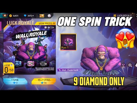 NEW WALL ROYALE ONE SPIN TRICK | FREE FIRE NEW EVENT TODAY | PURPLE GORILLA GLOO WALL SPIN 🔥