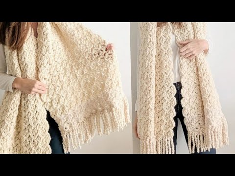 شال كروشيه سهل جدا للمبتدئين/crochet shawl