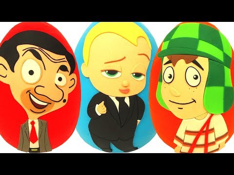 3 Huevos Sorpresas Gigantes de Mr Bean Animado, Un Jefe en Pañales, El Chavo de Plastilina