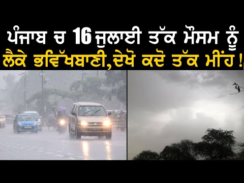 ਪੰਜਾਬ ਚ 16 ਜੁਲਾਈ ਤੱਕ ਮੌਸਮ ਨੂੰ ਲੈਕੇ ਭਵਿੱਖਬਾਣੀ,ਦੇਖੋ ਕਦੋ ਤੱਕ ਮੀਂਹ ! | Punjab Weather | Rain