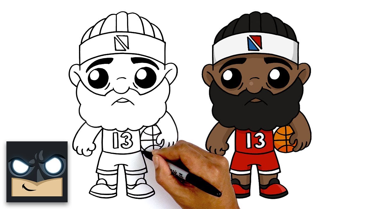 How To Draw James Harden - Houston Rockets