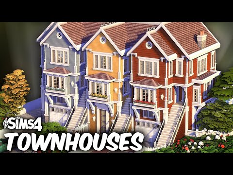 Sims 4 TOWNHOUSES - Family Homes in a Row! | No CC Speed Build