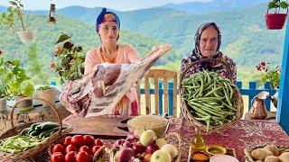 Fresh Beans, Fire & Lamb! Cooking Epic Persian Bean Rice in Rustic Village Life