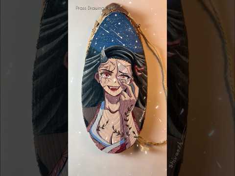 Nezuko Drawing On Wood With Acrylic Paint. #shorts #demonslayer