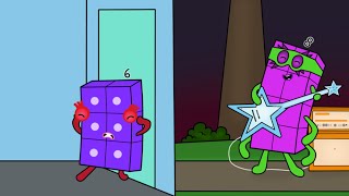 Octonaughty plays guitar in front of Numberblocks 6 house - Numberblocks fanmade coloring story